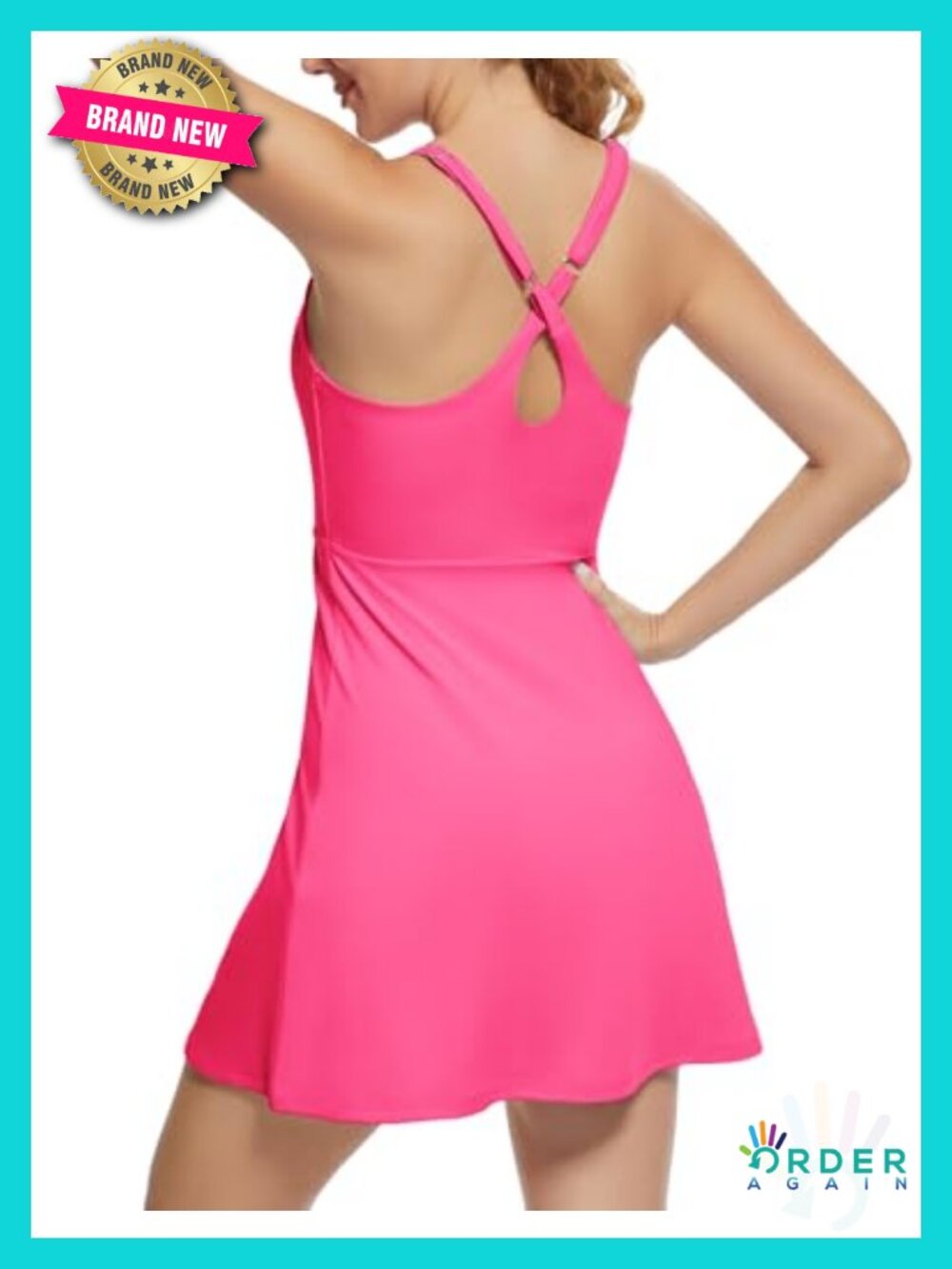 Tennis Dress with Shorts and Pockets Backless Adjustable Straps Athletic Golf